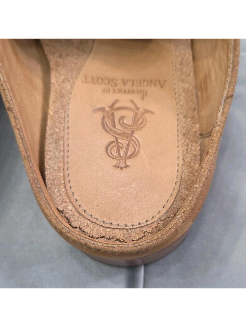 The Office Of Angela Scott Mr Evans Brown Suede Wingtip Mule Womens Shoes 37 7 - Picture 14 of 16